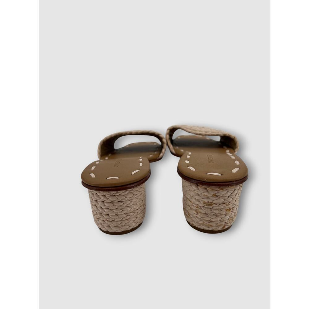 Carrie Forbes Woven Raffia Slide Sandals Ivory Braided Block Heel Mules Size 38 - Picture 5 of 8
